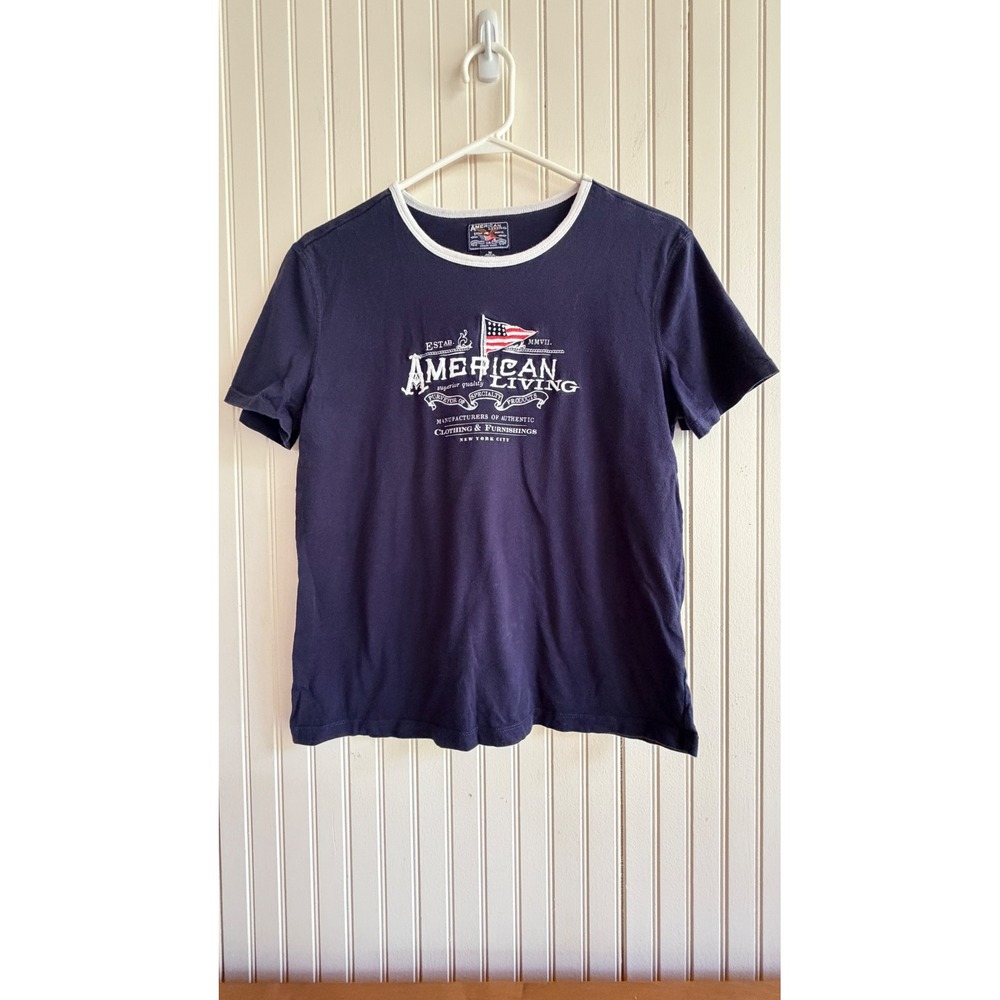 American Living patriotic Navy Blue Graphic T Shirt Medium NYC Flag